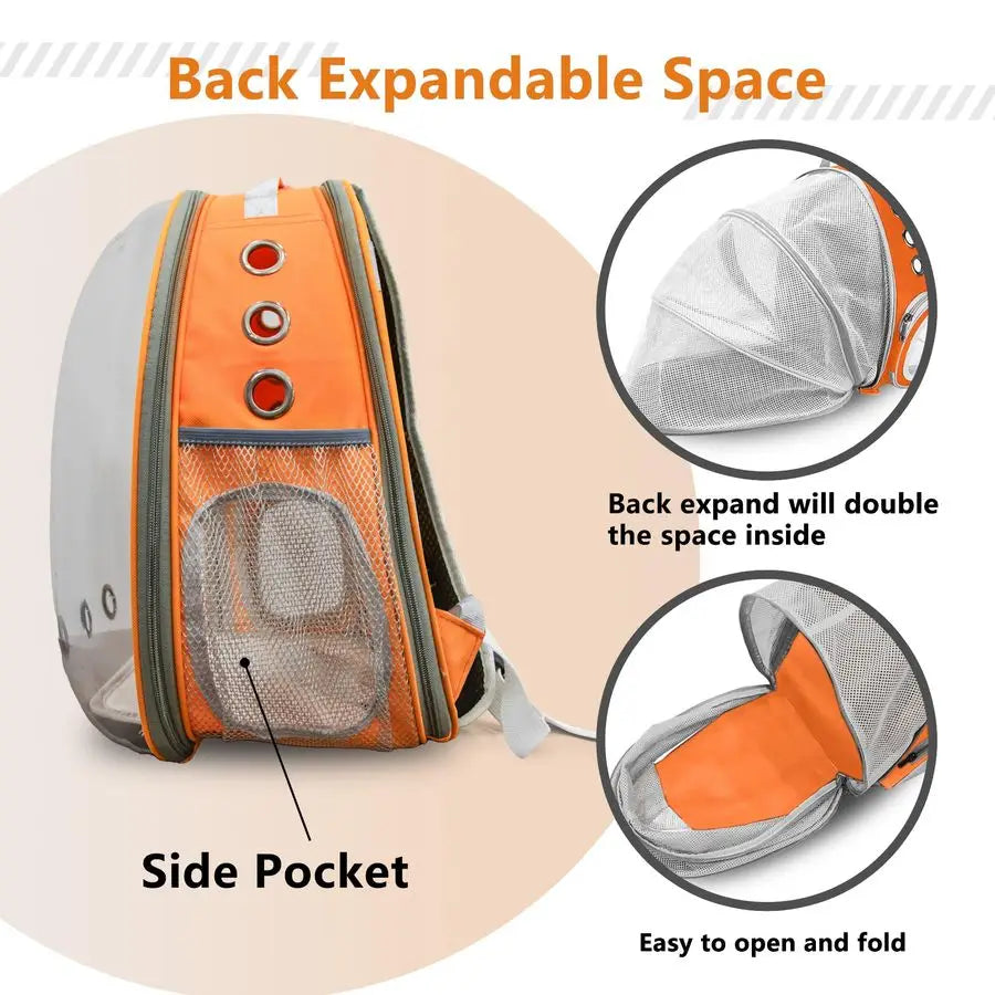 Backpack Carrier Back Expandable Bubble Pet Carrier Backpack for Large Cat, Kitten and Dog, Designed for Hiking, Travelling and