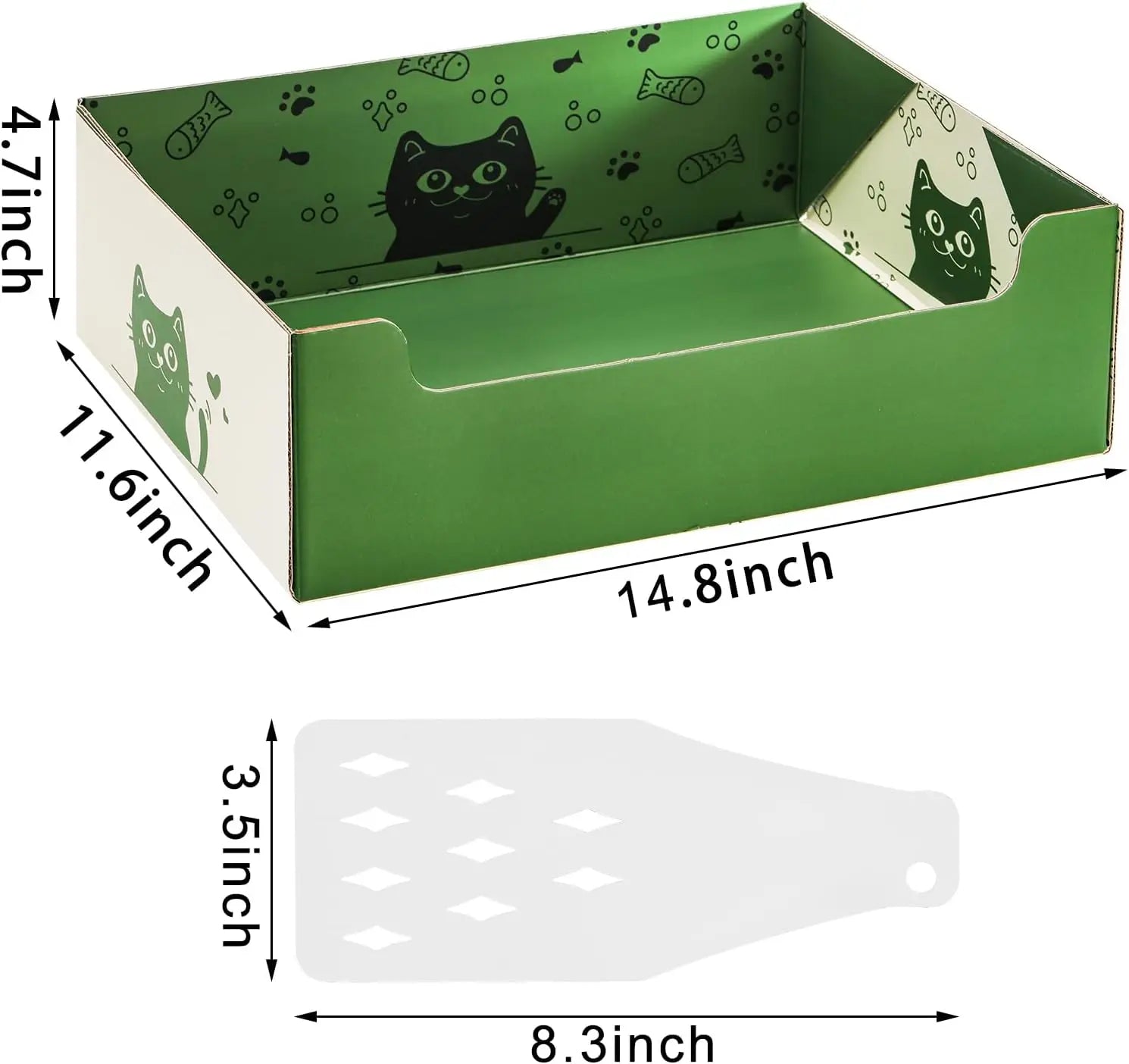 8 Pcs Disposable Cat Litter Boxes with Scoop, Waterproof Double Layer, 14.8 x 11.6 x 4.7in