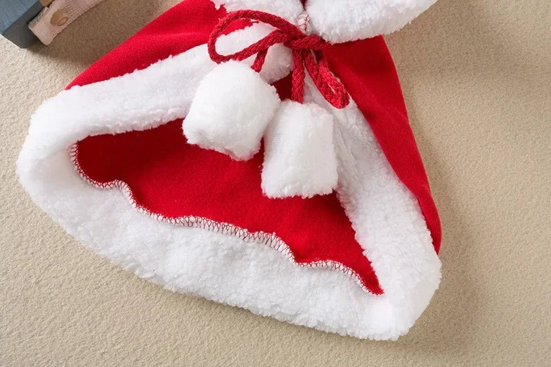Funny Cat Christmas Costume Santa Cosplay Pet Christmas Cape Dress Up Clothes Warm Red Scarf Cloak With Hat Pet Accessories