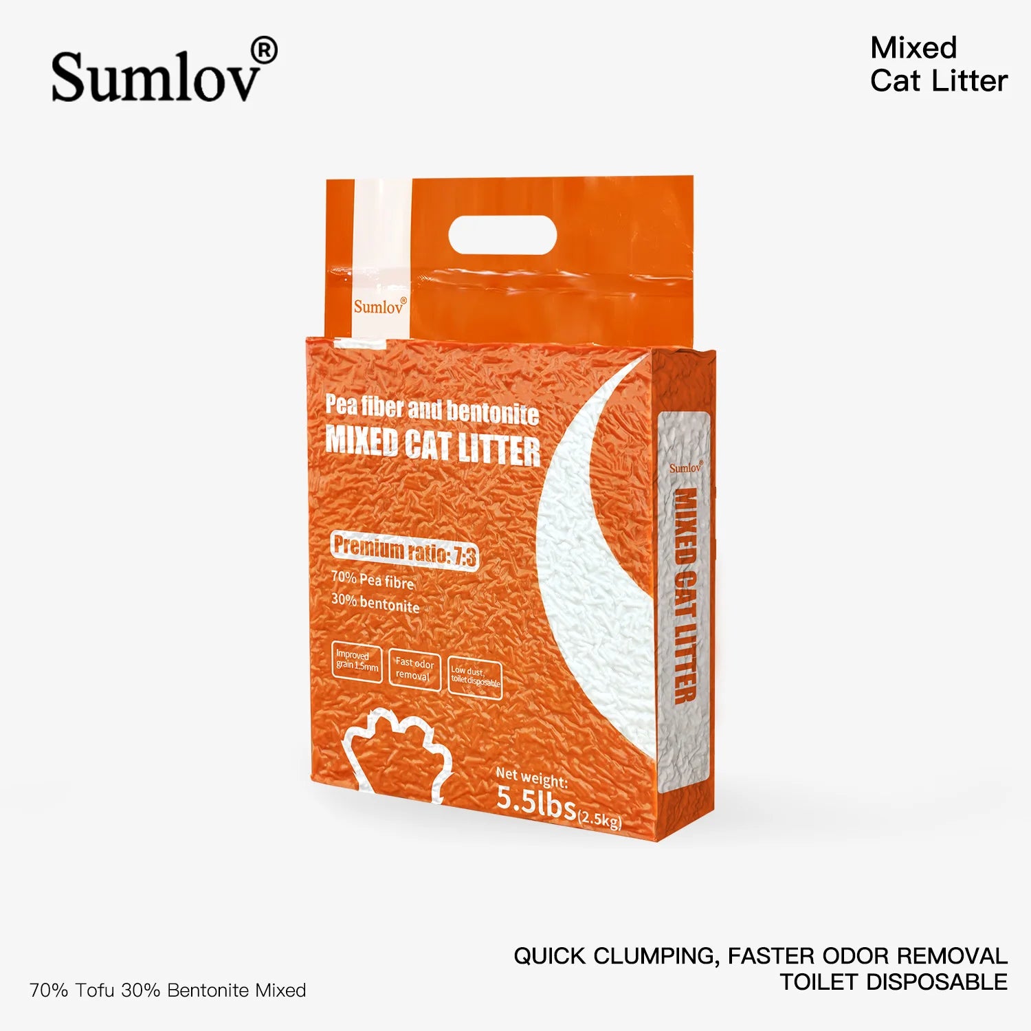 33lbs Sumlov MIXED Tofu Cat Litter, Natural Botanical, Dust-Free, Quick Clumping, Odor Control