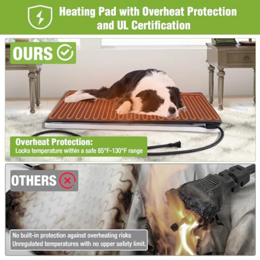 Extra Large Outdoor Heated Dog House XL Insulated Dog Kennel with Safe Heating Pad Chew-Proof Metal Frame 6-Sided Thermal Liner