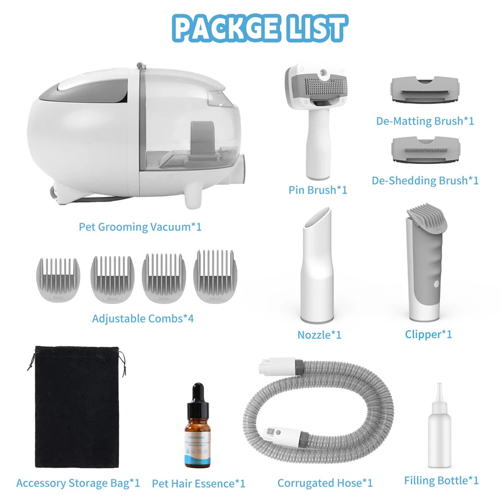 5 in 1 Dog Cat Pet Grooming Vacuum Brush 13000pa 2L Dust Cup Shedding Pet Hair Home Cleaning Kit Strong Suction