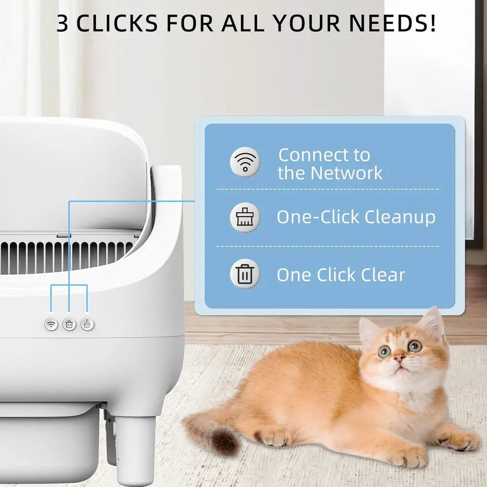Smart Self-Cleaning Litter Box for Medium Cats & Kittens with App Control, Safety Features, and Wide Entry,Customized