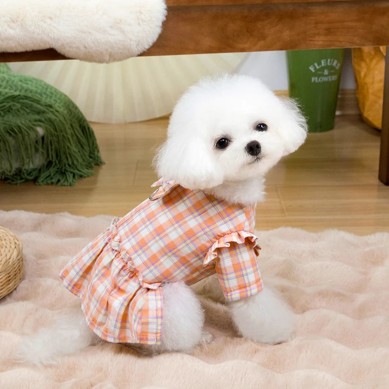 Dog Dress Summer Pet Clothes For Dogs Skirt Plaid Princess Dog Dresses Yorkie Clothes For Dogs Skirts Pet Cat Dress