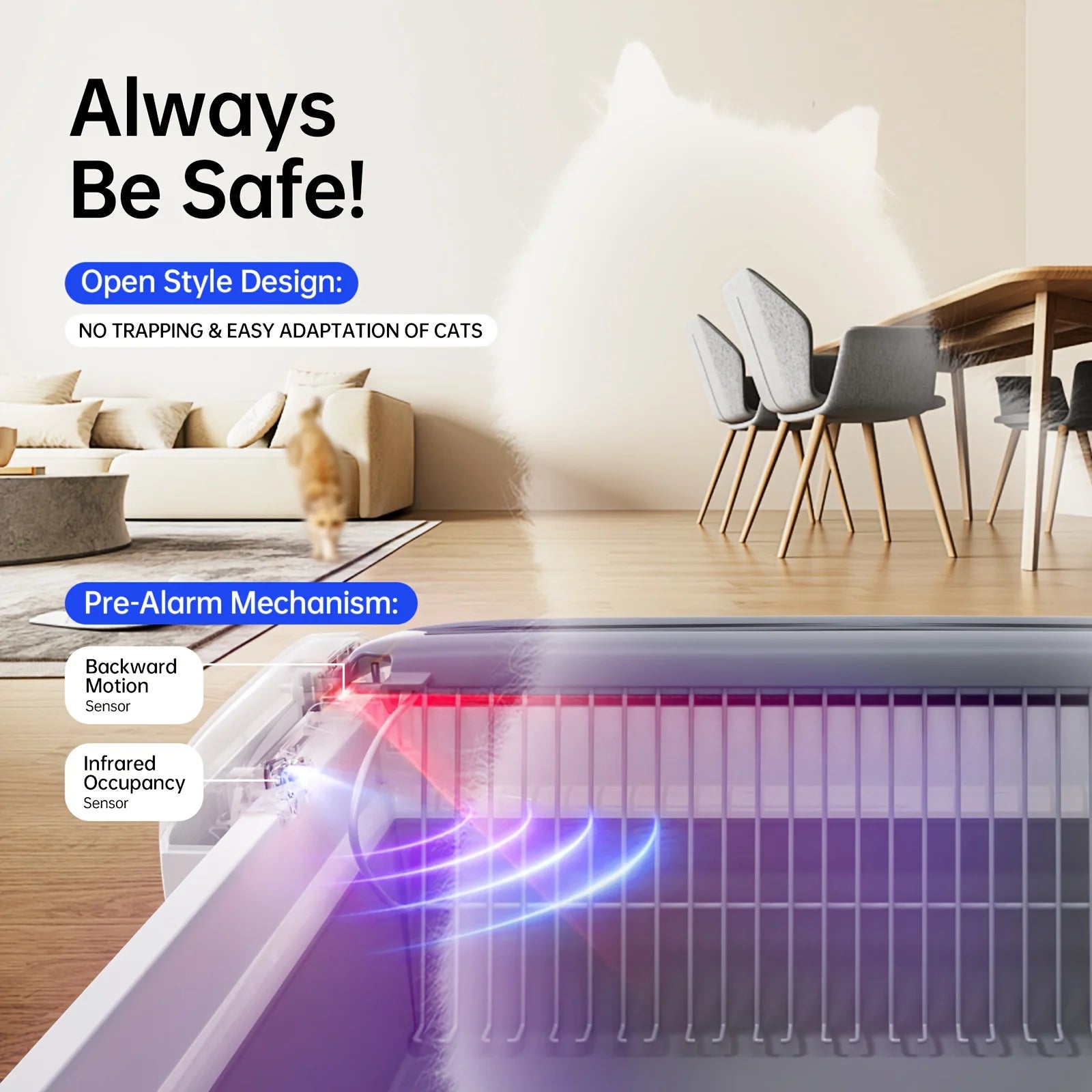 Self Cleaning Automatic Cat Litter Box Robot Open Top Large Capacity App Control Anti Pinch Odor Free Waste System MultiCat Free