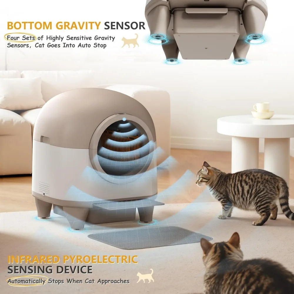 Automatic Self-Cleaning Litter Box for Multiple Cats with Smart Sensors and App-Controlled Features, Large 90L Capacity