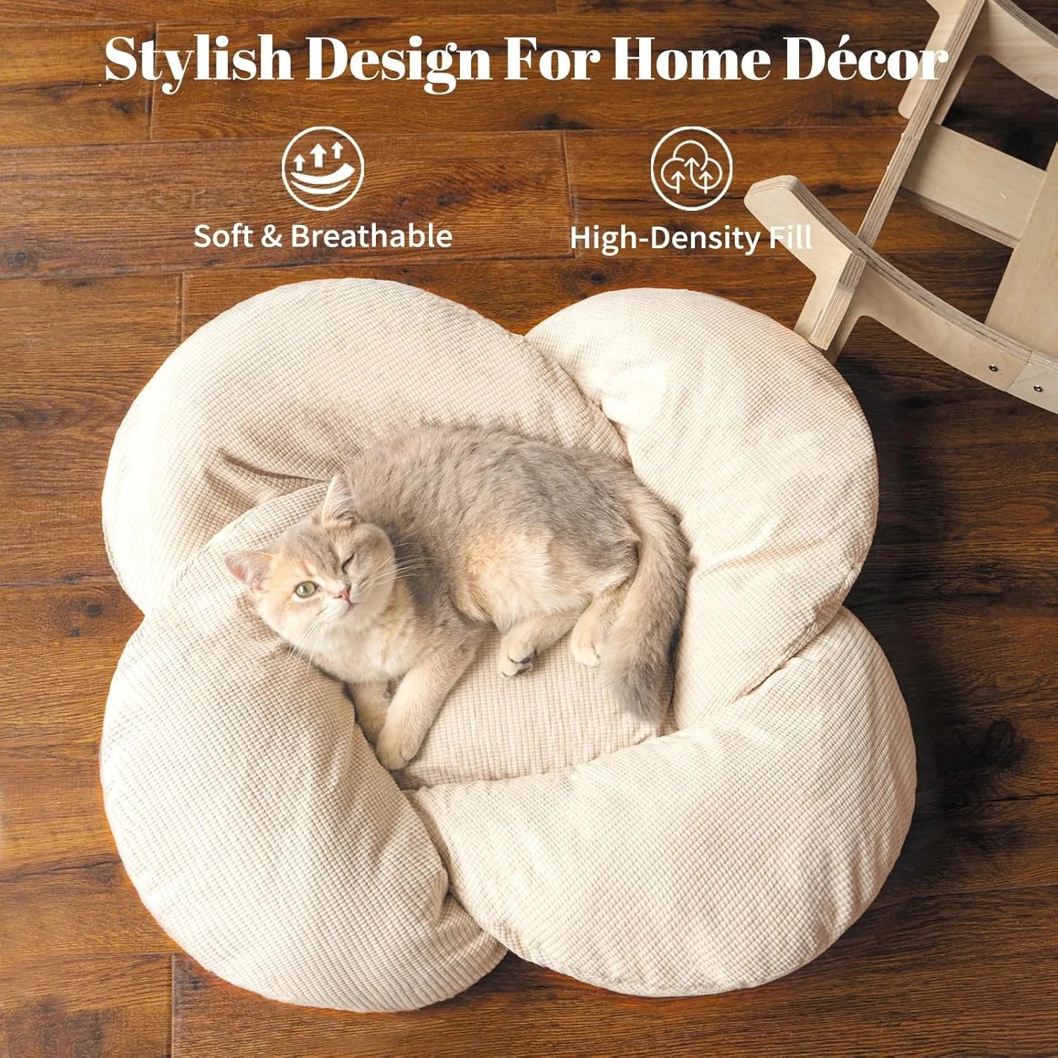 Elevated cat bed wooden soft cushion fluffy pet sofa indoor cat sofa suitable for small dogs and cats furniture (large)