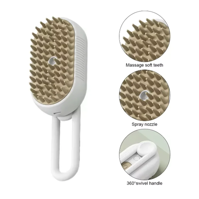 New Cat Dog Pet Spray Massage Brush One Button Steam Spray Folding Rotatable Floating Hair Bath Hair Removal Brush Comb