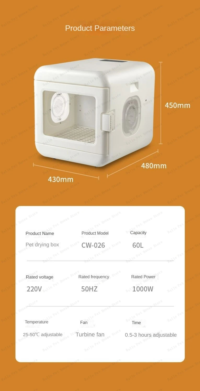Household Pet Drying Box Water Blower Blowing Box Cat & Dog Dryer Intelligent Drying Box Sterilizable Dog Dryer Machine
