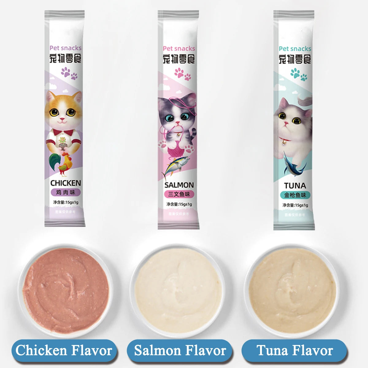 Cat Treats, Lickable, Squeezable Creamy Puree Cat Treat, 0.5 Ounces Each Tube, Chicken Flavor.