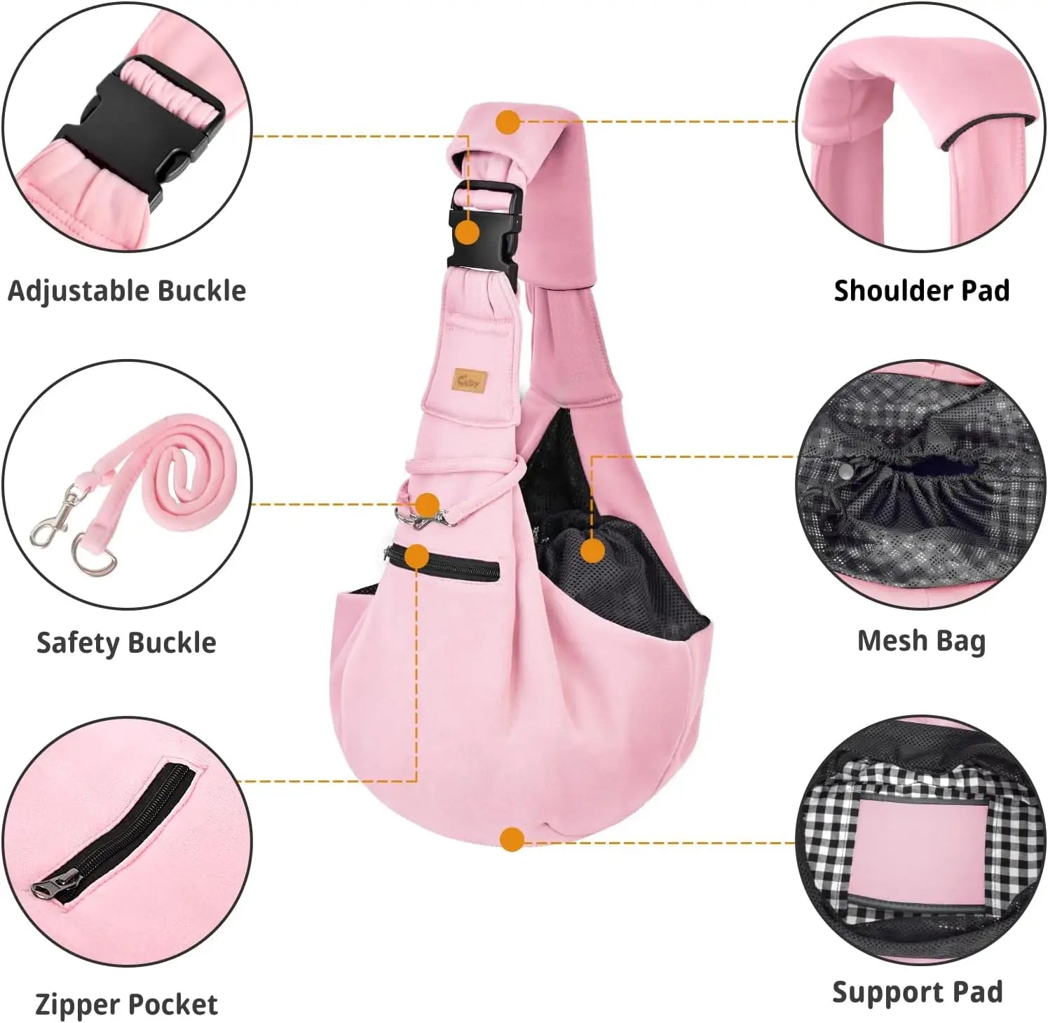 Dog Cat Sling Carrier - Reversible Hands-Free Pet Papoose Bag - Soft Tote for Small Dogs Cats (Pink, Adjustable Strap)