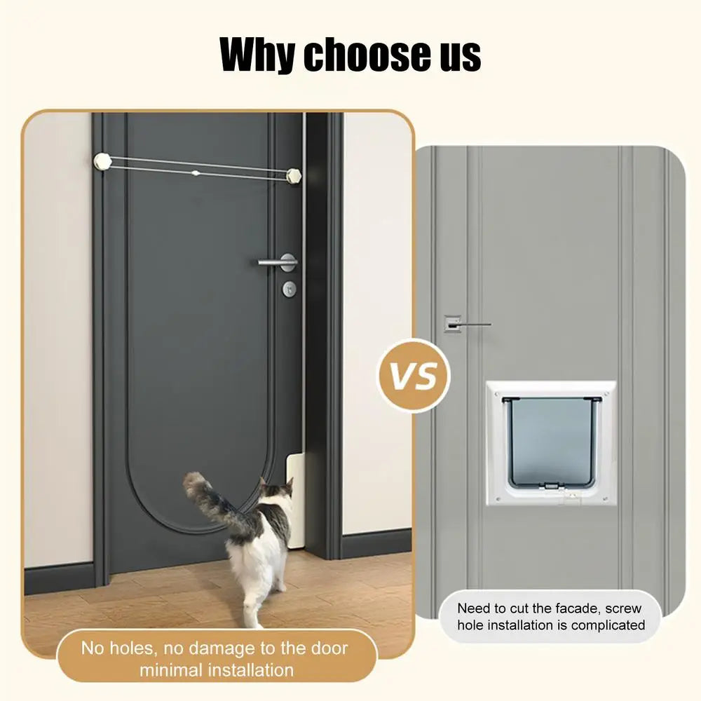 Pet Door Opener Automatic Lockable Entry Training Open Door Hole Tool Without Drilling Easy Installation Removable for Dog Cat