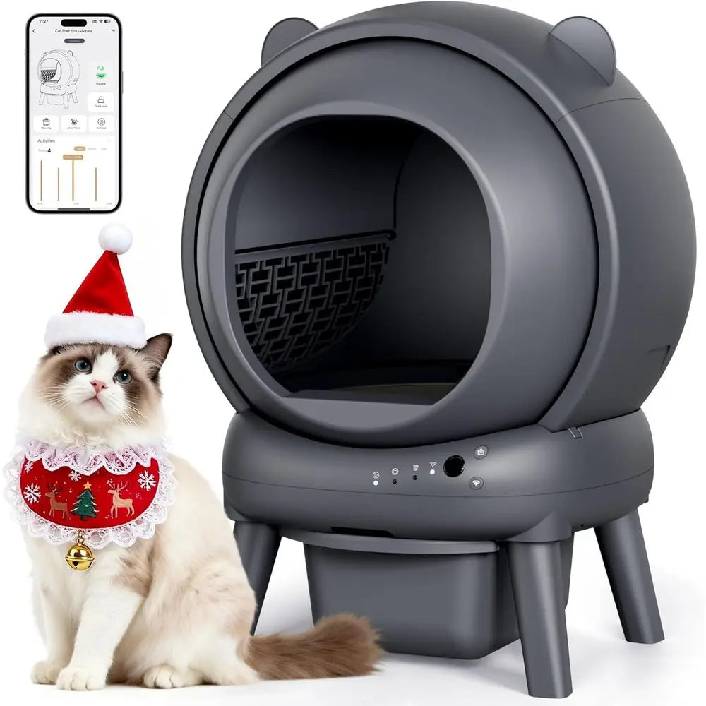 Smart Self-Cleaning Litter Box for Multiple Cats with Large Capacity, App Control, Odor and Noise Reduction, Dual Safety Sensors