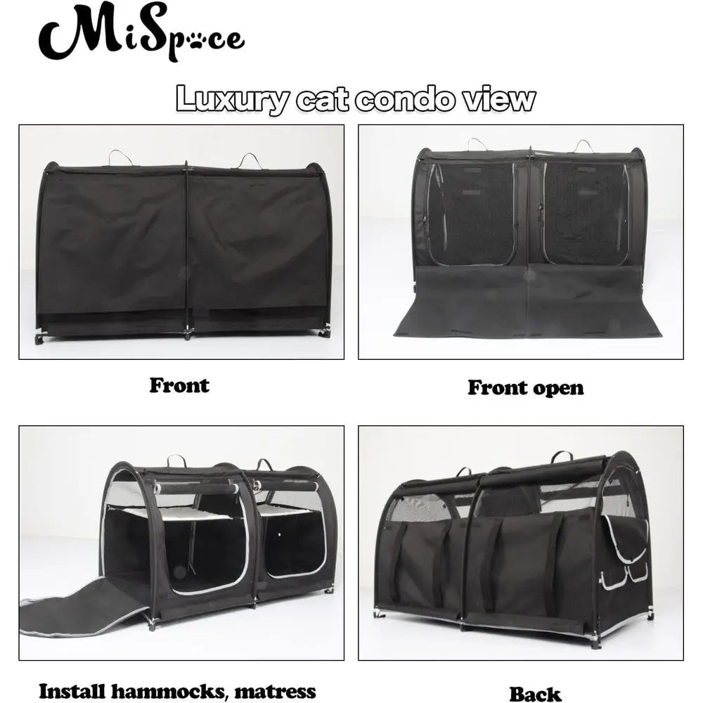 Collapsible Pet Carrier for Cats: Travel Carrier with Hammock, Mat, Litter Box & Carry Bag