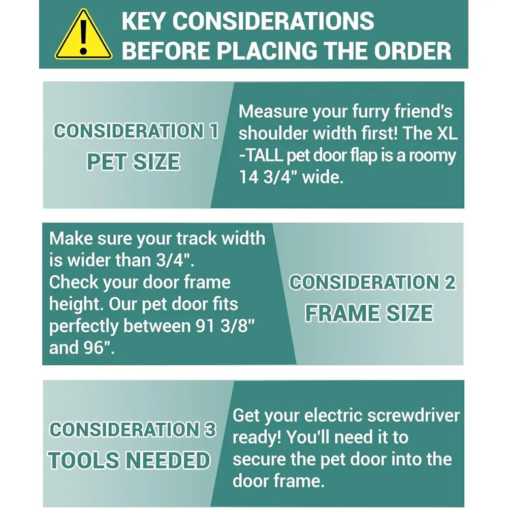 96" Extra Large Dog Door for Sliding Glass Door - XL Doggy Door for Sliding Door Dog Door Insert - Right Open Amount from Inside