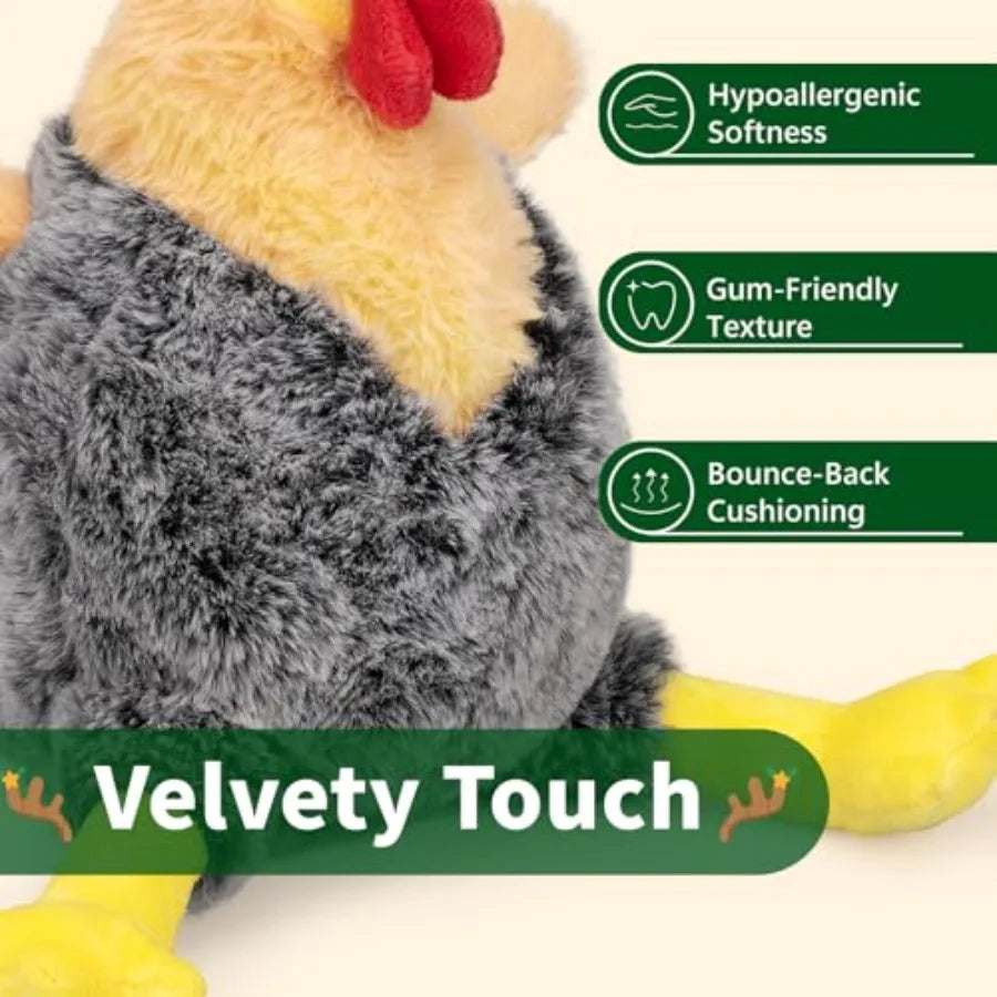 Christmas Squeaky Dog Toy Plush Stuffed Chicken Chew Toy for Small Medium and Large Dogs Cute and Fy Interactive Puppy Toy with