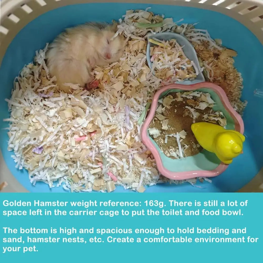 Hamster Carrier Guinea Pig Carrier 13 X 11 X 8 In Portable Hamster Travel Cage with Ventilation Holes Outdoor Small Animal Carri