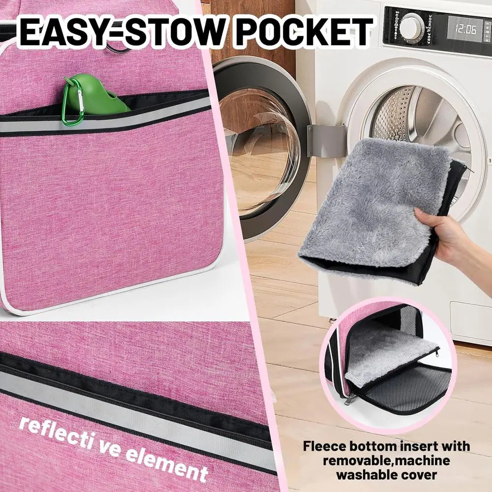 Compact Soft-Sided Airline Approved Pet Carrier for Cats & Dogs, Under-Seat Cabin Bag, TSA Compliant, Pink