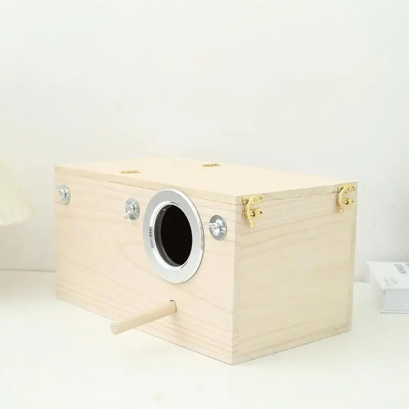 Wood Bird House Nest Birds Breeding Box With Perch Stand Spring Bird Parrot Breeding Decorative Cages Pet Accessories