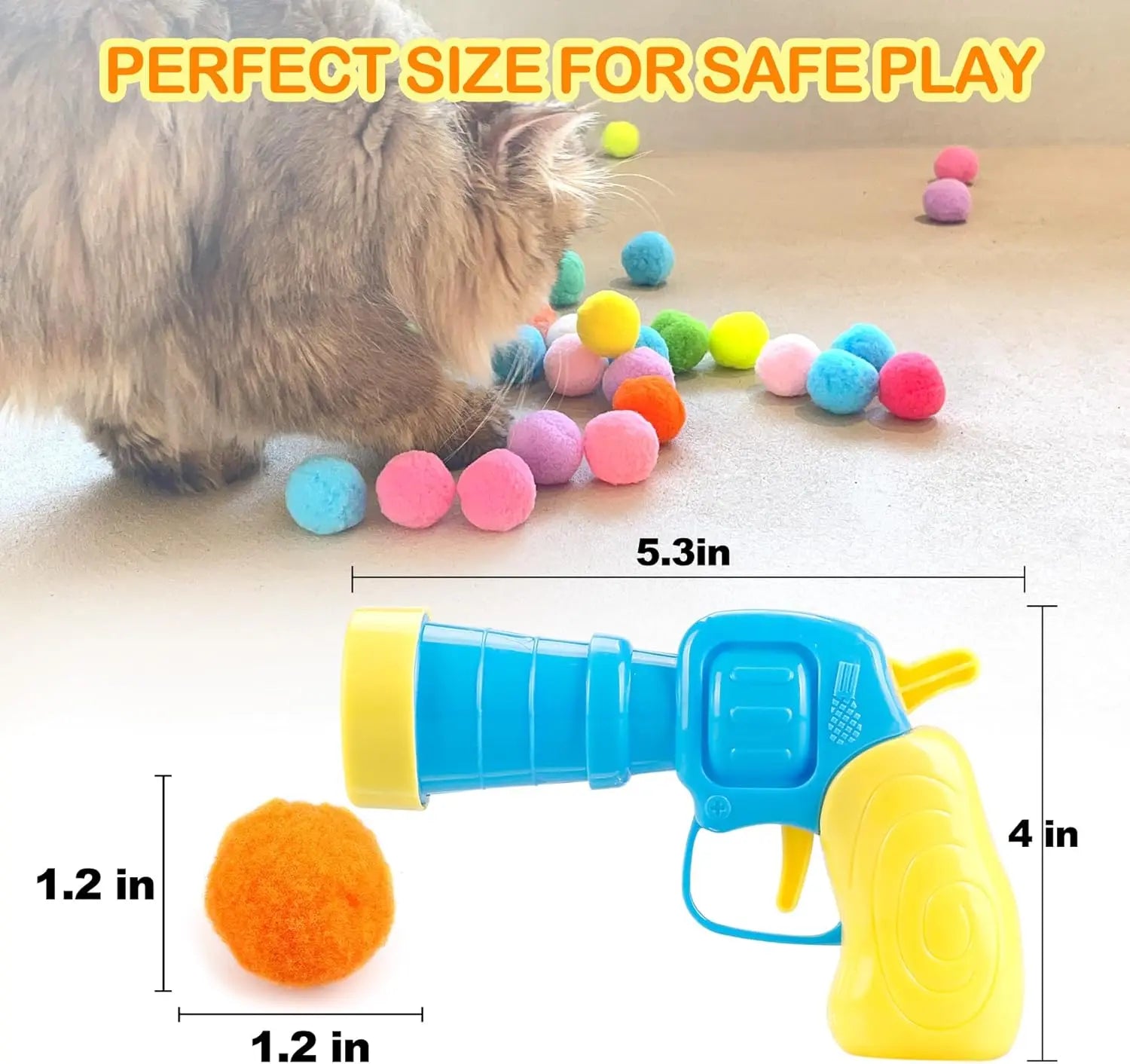 31Pcs Cat Ball Launcher Toy with Fuzzy Balls for Interactive Play, Fun Indoor Cat Toys