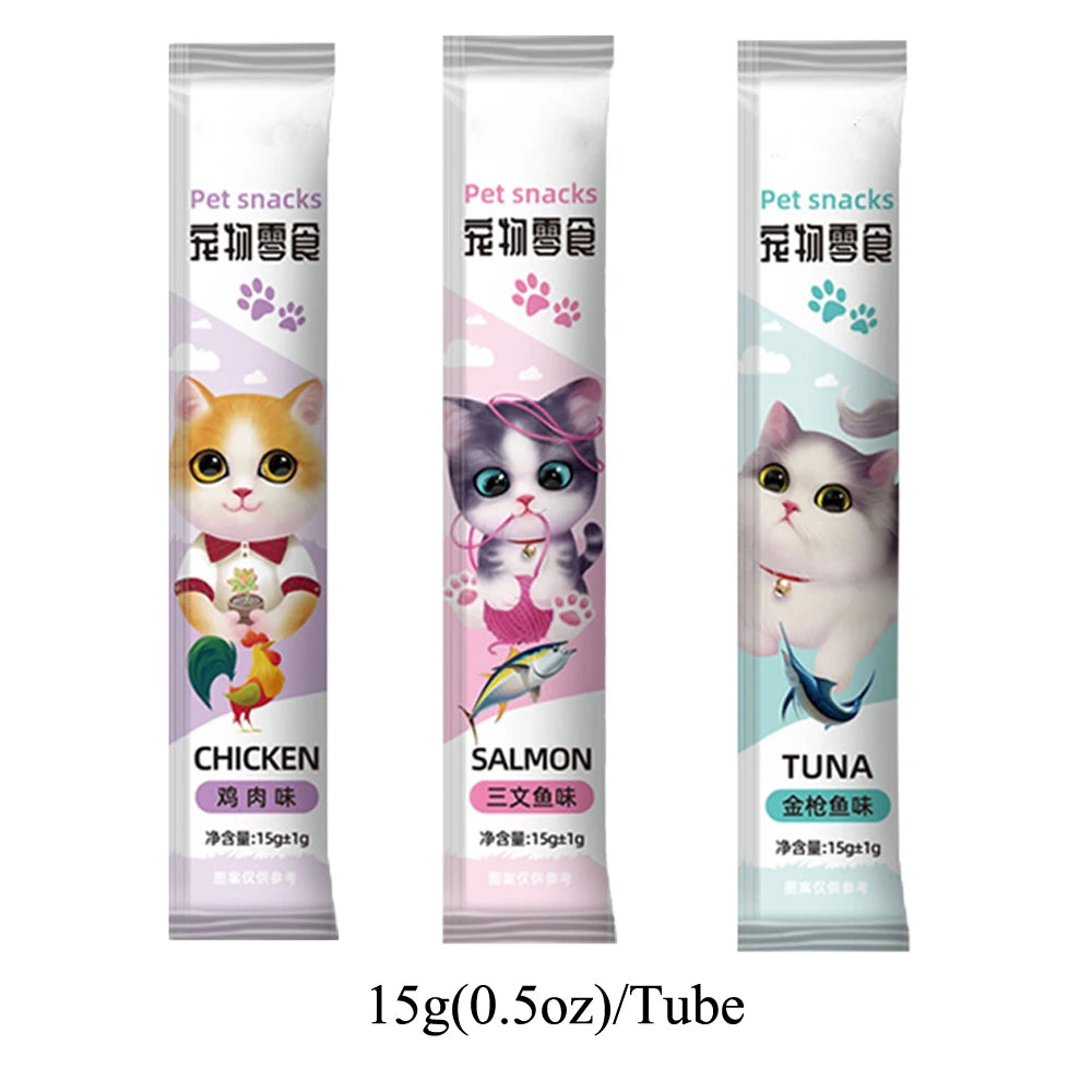 Cat Treats, Lickable, Squeezable Creamy Puree Cat Treat, 0.5 Ounces Each Tube, Salmon Flavor