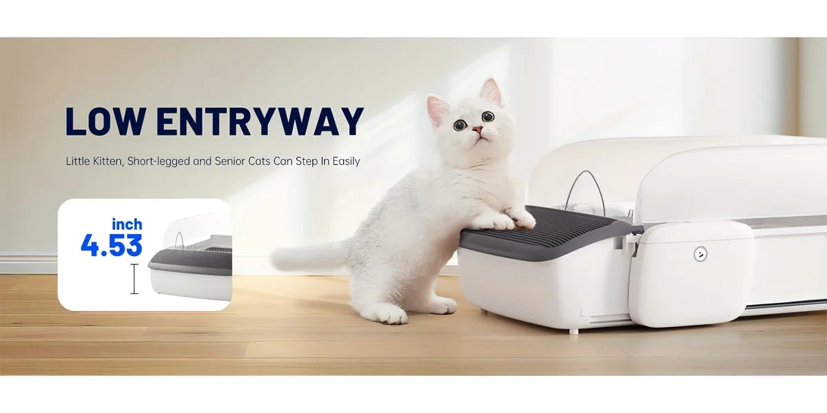 Self Cleaning Automatic Cat Litter Box Robot Open Top Large Capacity App Control Anti Pinch Odor Free Waste System MultiCat Free