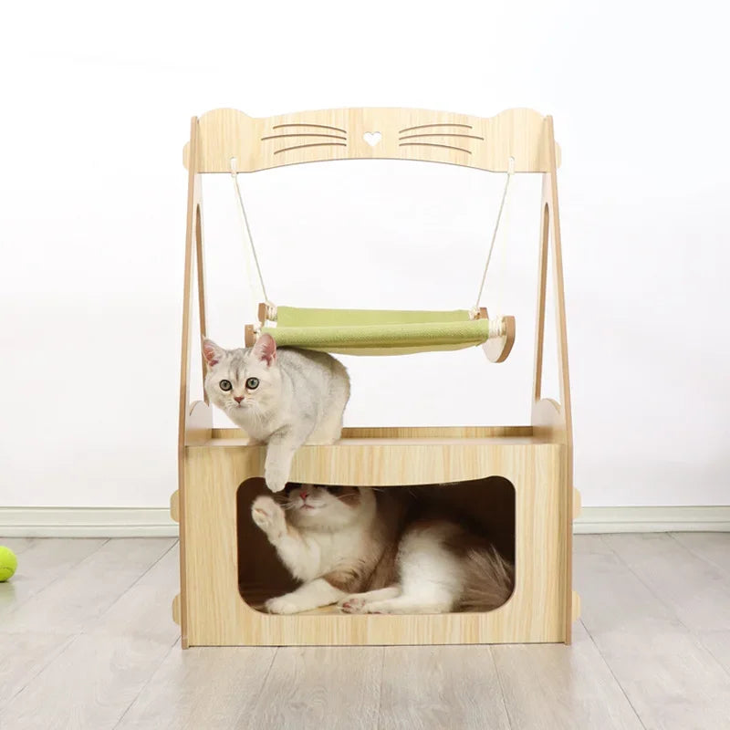 Multifunctional Luxury Cat Villa Double-story Pet House Four-season Universal Cat Nest Cat Hammock Pet Toys Pet Supplies