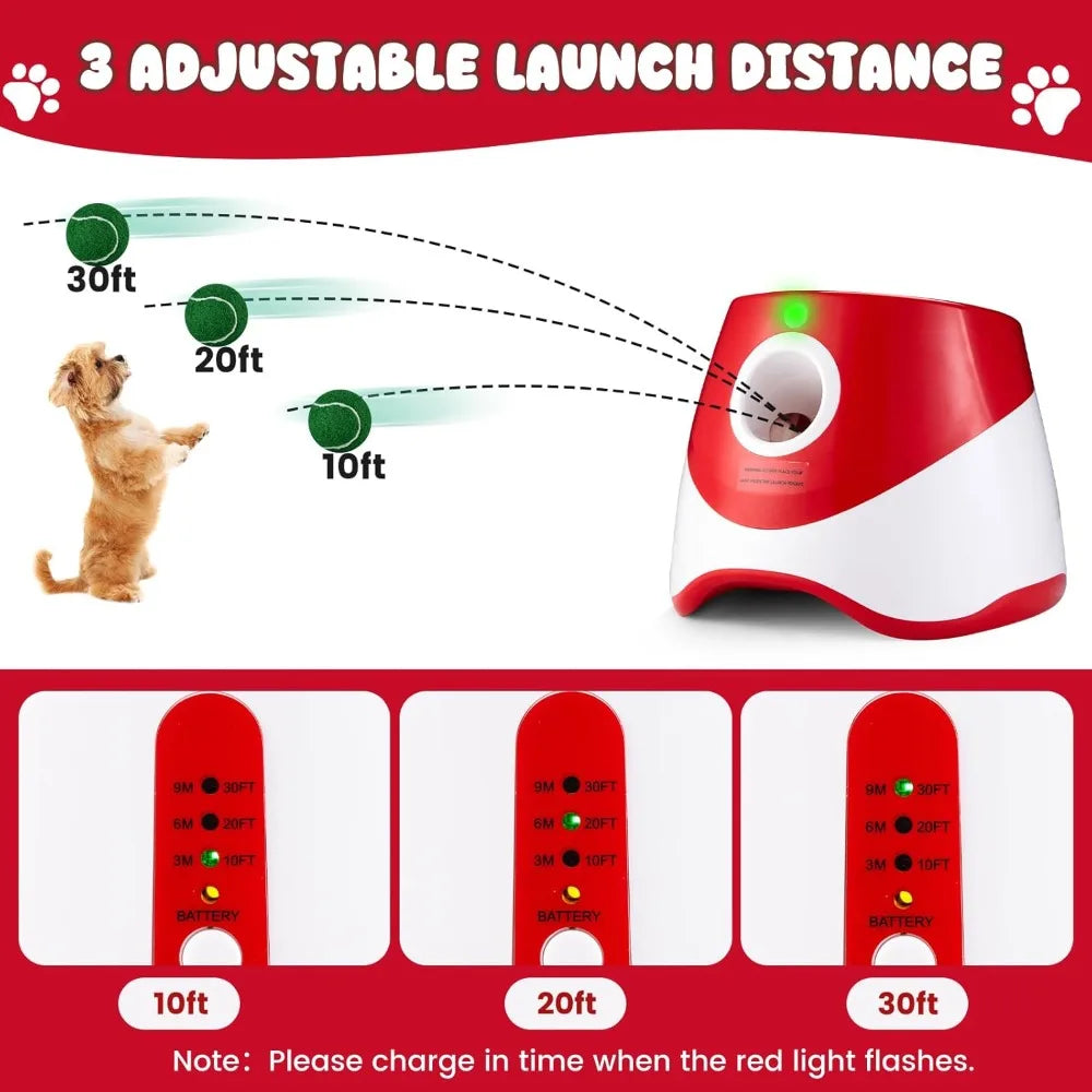Automatic Dog Ball Launcher with Adjustable Throw Distance, Rechargeable Pet Toy for Interactive Play