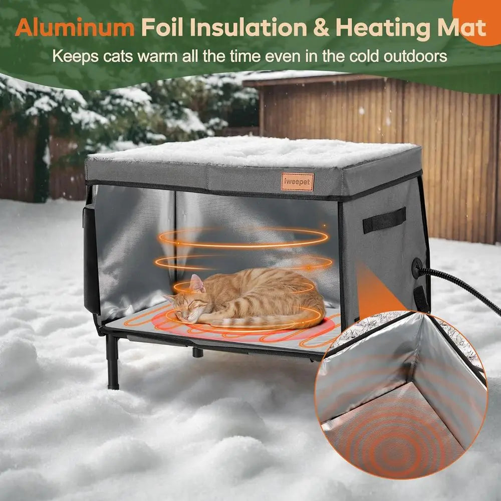 Durable Weatherproof Outdoor Cat House for Winter, Insulated Shelter for Medium Cats and Strays