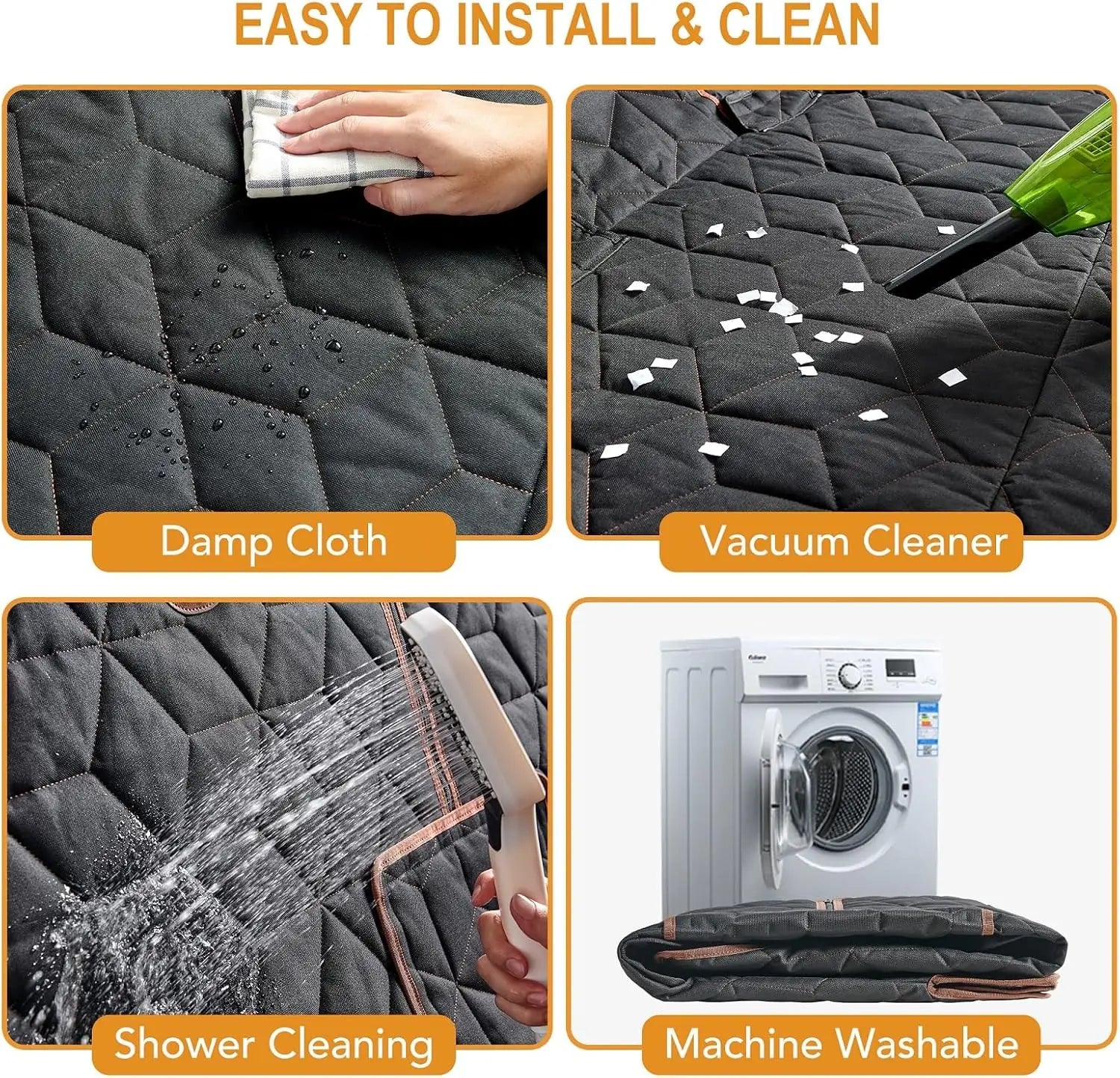 Dog Car Seat Cover, Waterproof Non-Slip Back Seat Protector for Pets, Universal Fit for Cars, Trucks, SUVs with Middle Armrest