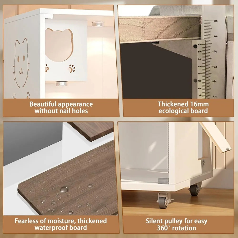 elegant indoor multi-level cat tree with wheels, scratching post, and luxurious features