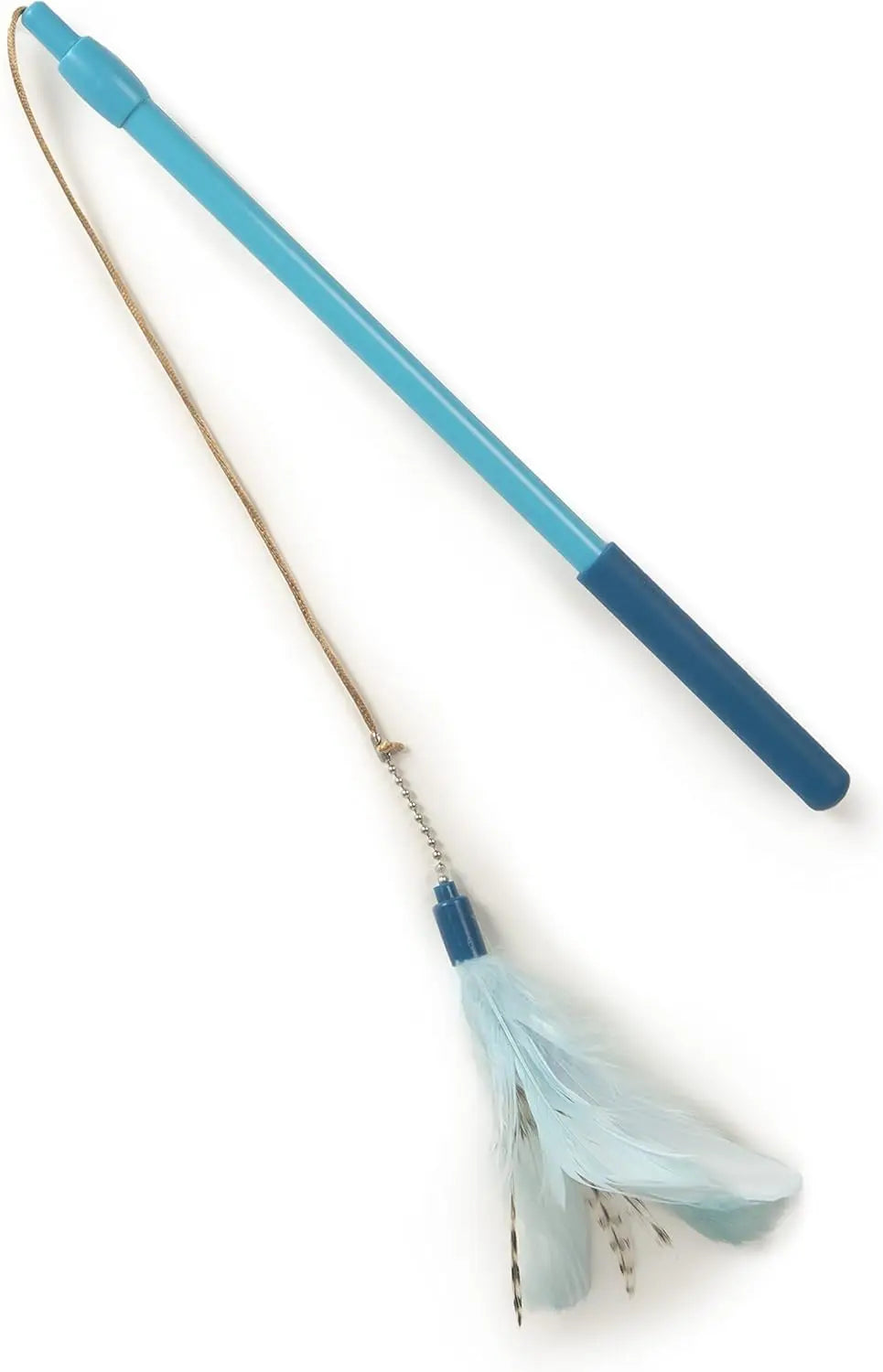 Frisky Flyer Feather Wand Cat Toy, Extendable Up to 24" - Blue, One Size