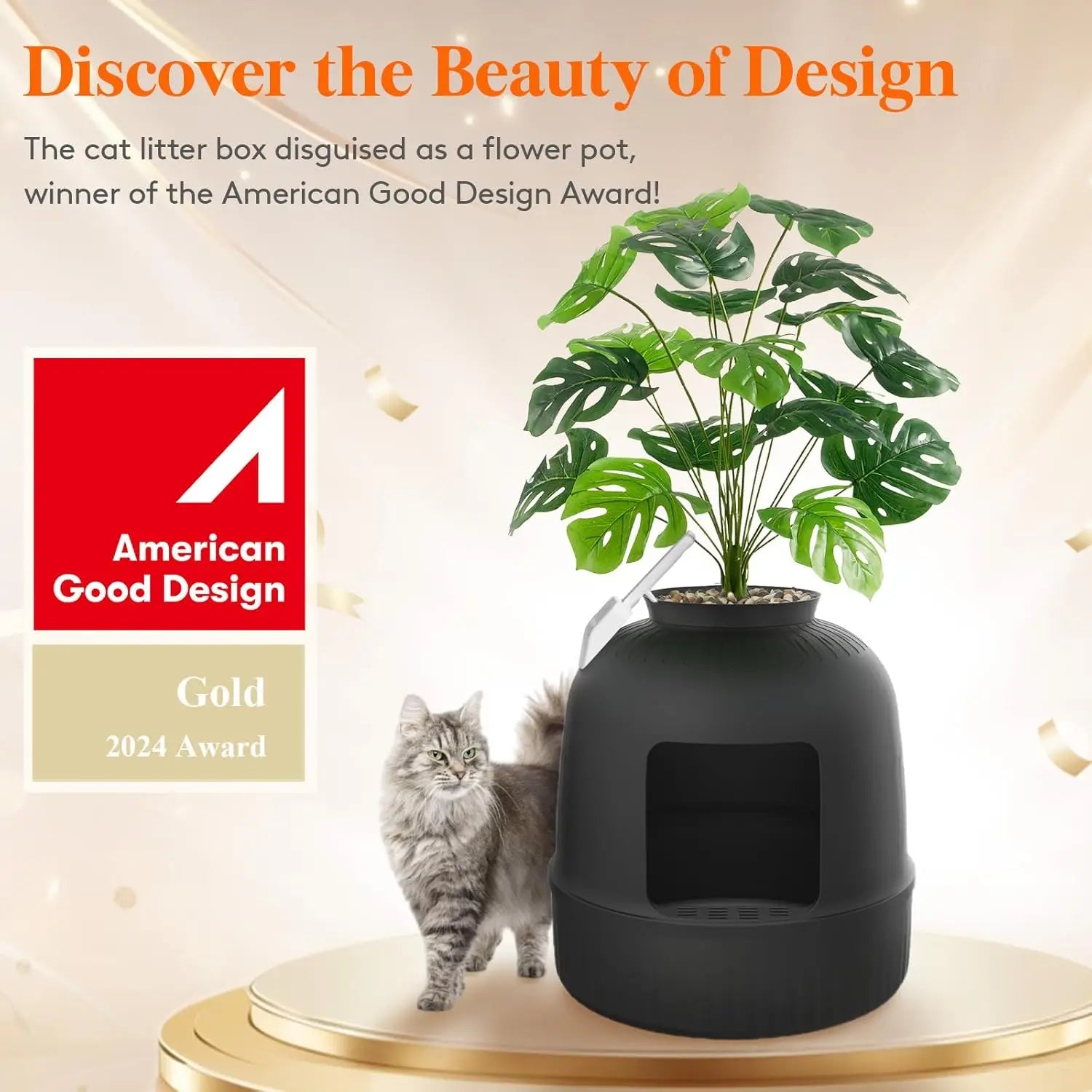 Furniture.Litter Box Cat with Faux Plant & Scoop, Hidden Enclosure Litter Tray with Odor Control & Carbon Filter sofa