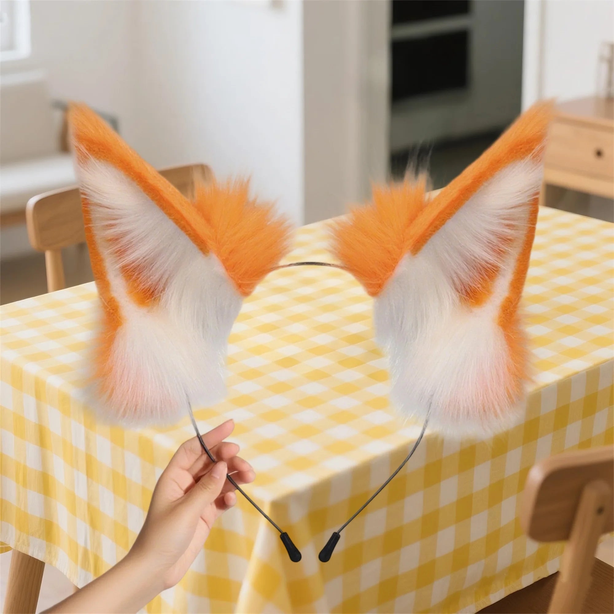 Black Cat Ears Headband Furry Animal Costume Hair Accessories for Halloween Party Cosplay Dress Up Fun