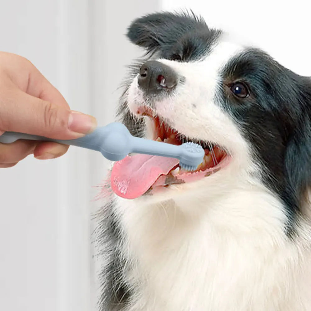 2Pcs Silicone Dog Tooth Brush 360 Degree Cleaning Dog Tooth Cleaning Brush Soft Bristle Toothbrush for Small & Large Pets