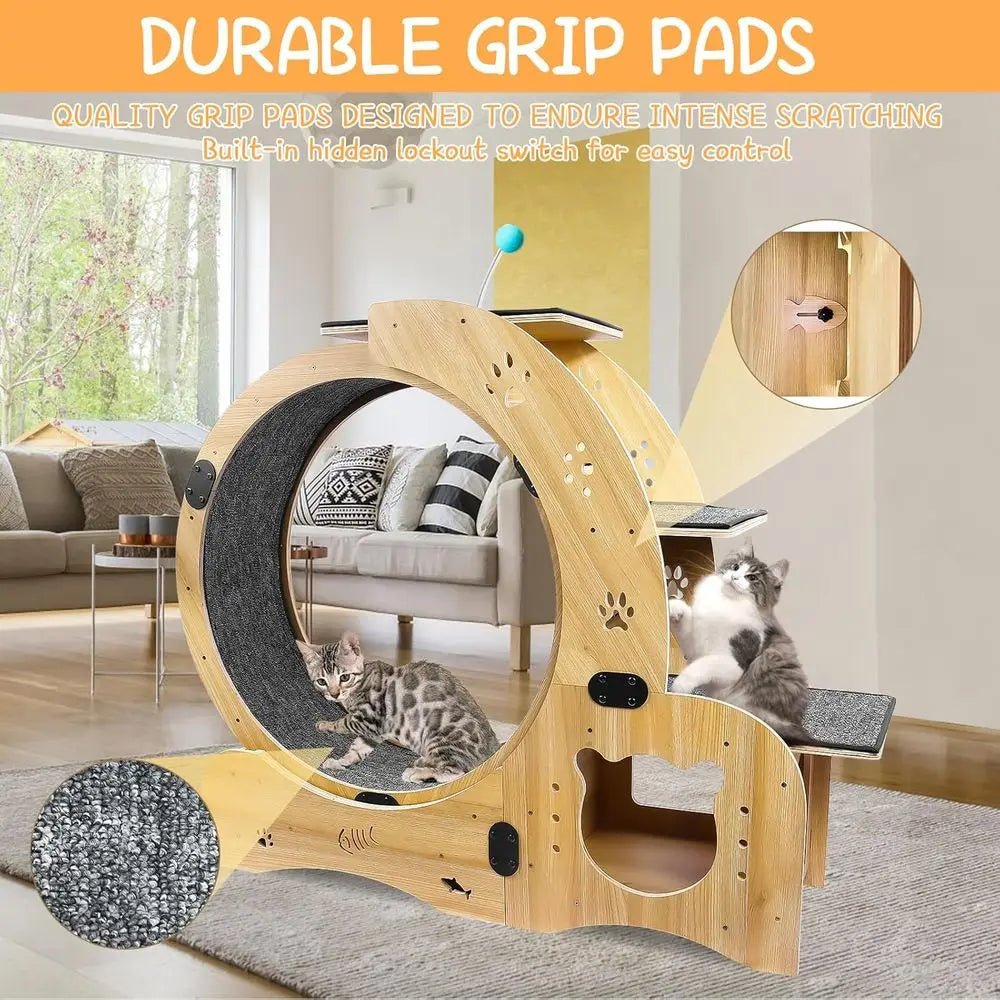 6-in-1 Cat Activity Center: 55 Exercise Wheel, Bed, Scratcher, Climbing, Toys