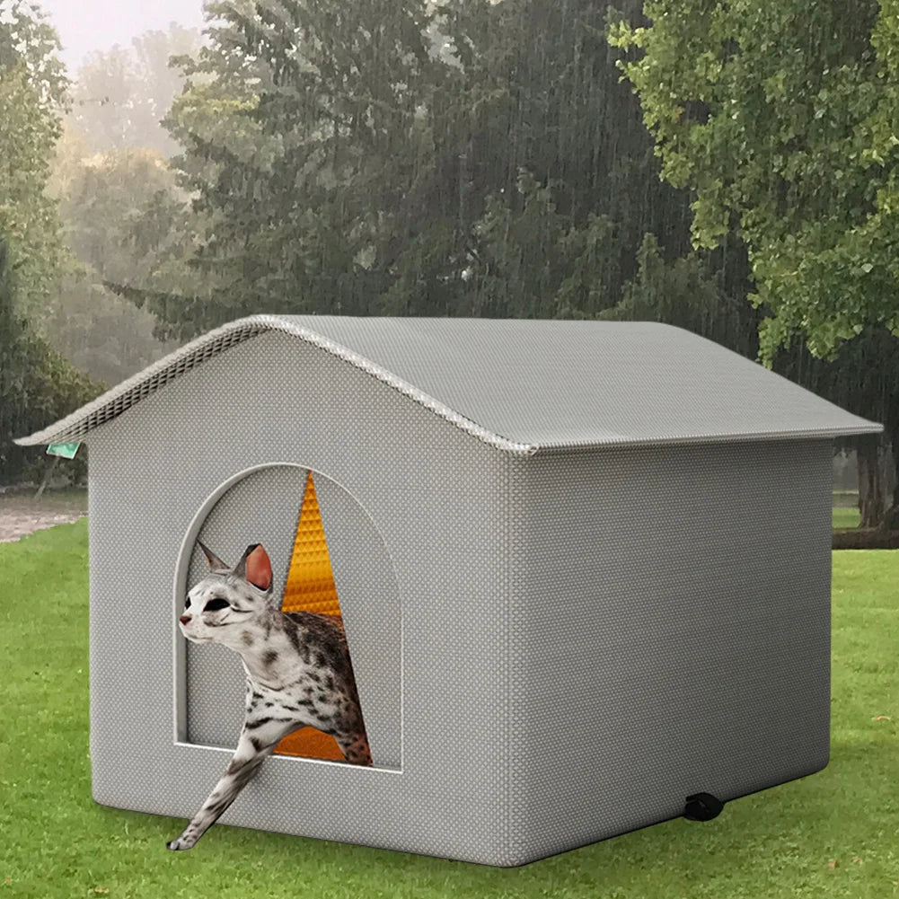 Stray Cat's House Waterproof Outdoor Feral Cats House Enclosed Pet Tent Cold Resistant Pet House Winter Warm for Winter Tent Bed
