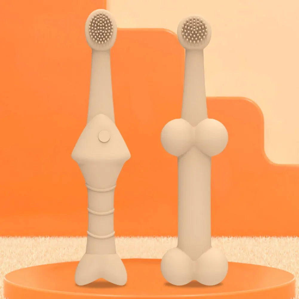 2Pcs Silicone Dog Tooth Brush 360 Degree Cleaning Dog Tooth Cleaning Brush Soft Bristle Toothbrush for Small & Large Pets