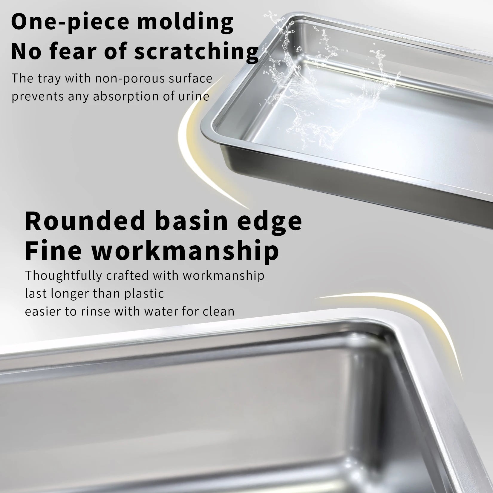 Bingopaw Stainless Steel Cat Litter Box with Lid Front Entry and Top Exit Toilet Box with Litter Scoop for Kittens,Easy Cleaning