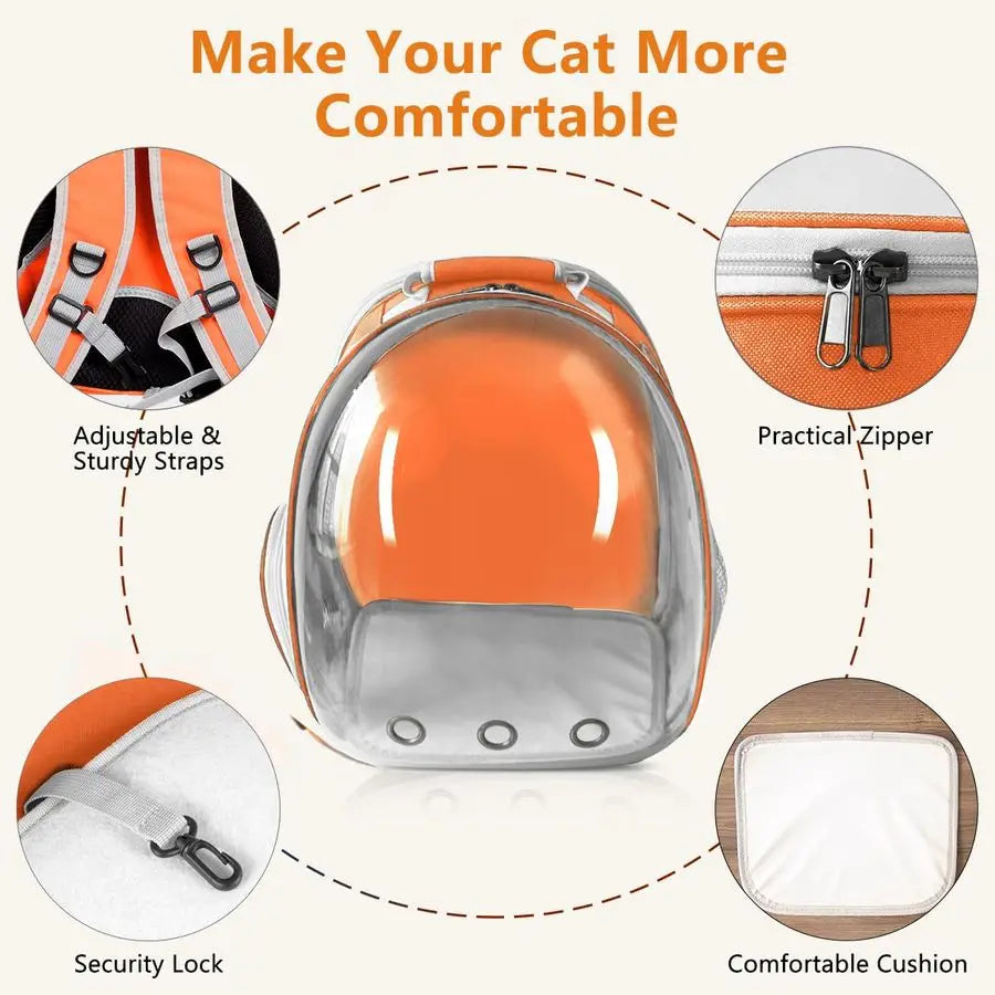Backpack Carrier Back Expandable Bubble Pet Carrier Backpack for Large Cat, Kitten and Dog, Designed for Hiking, Travelling and