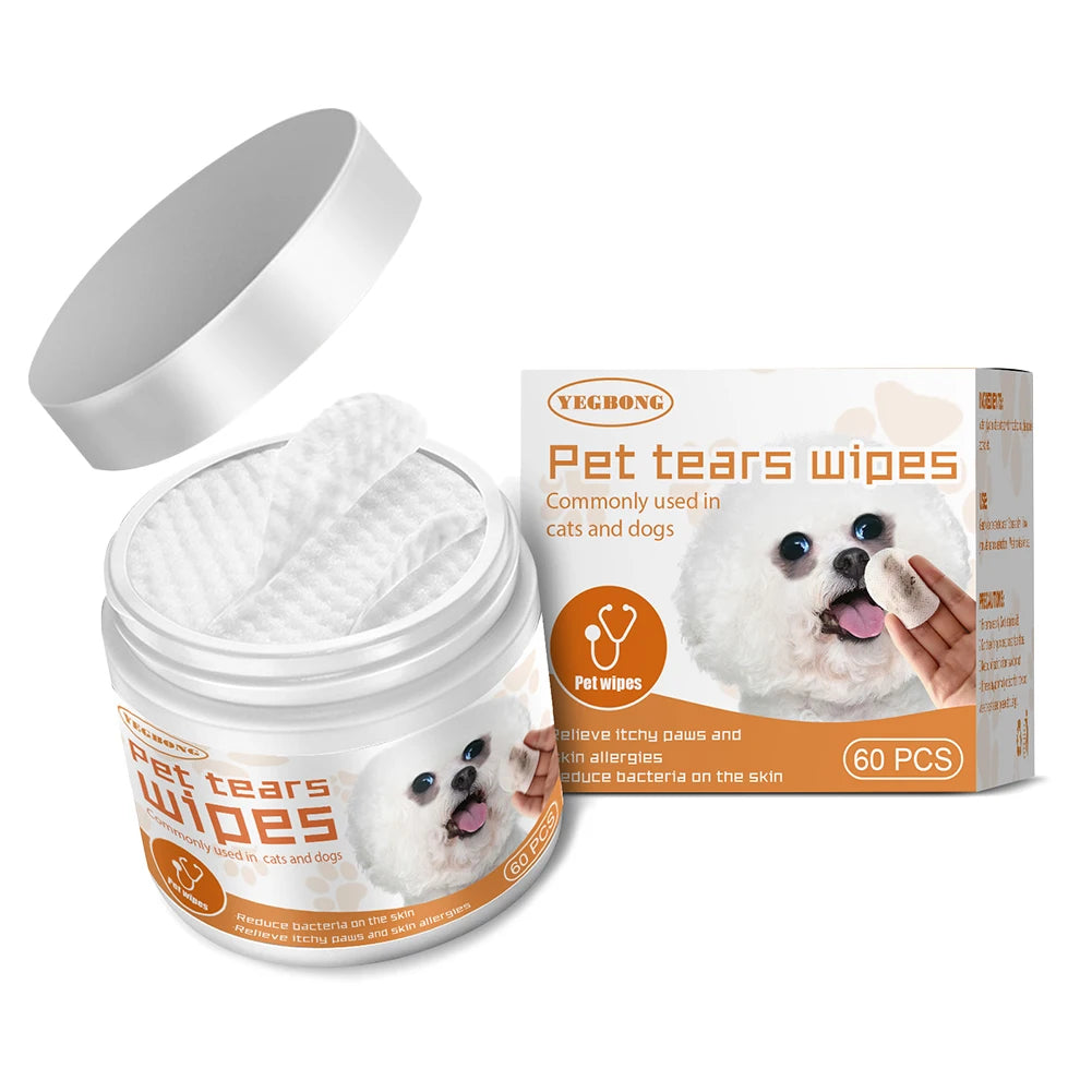 60pcs/set Wet Wipes Universal Disposable Non-woven Cleaning Wipes Ear Stain Remover Dog Cat Wipes Grooming Tools Pet Accessories