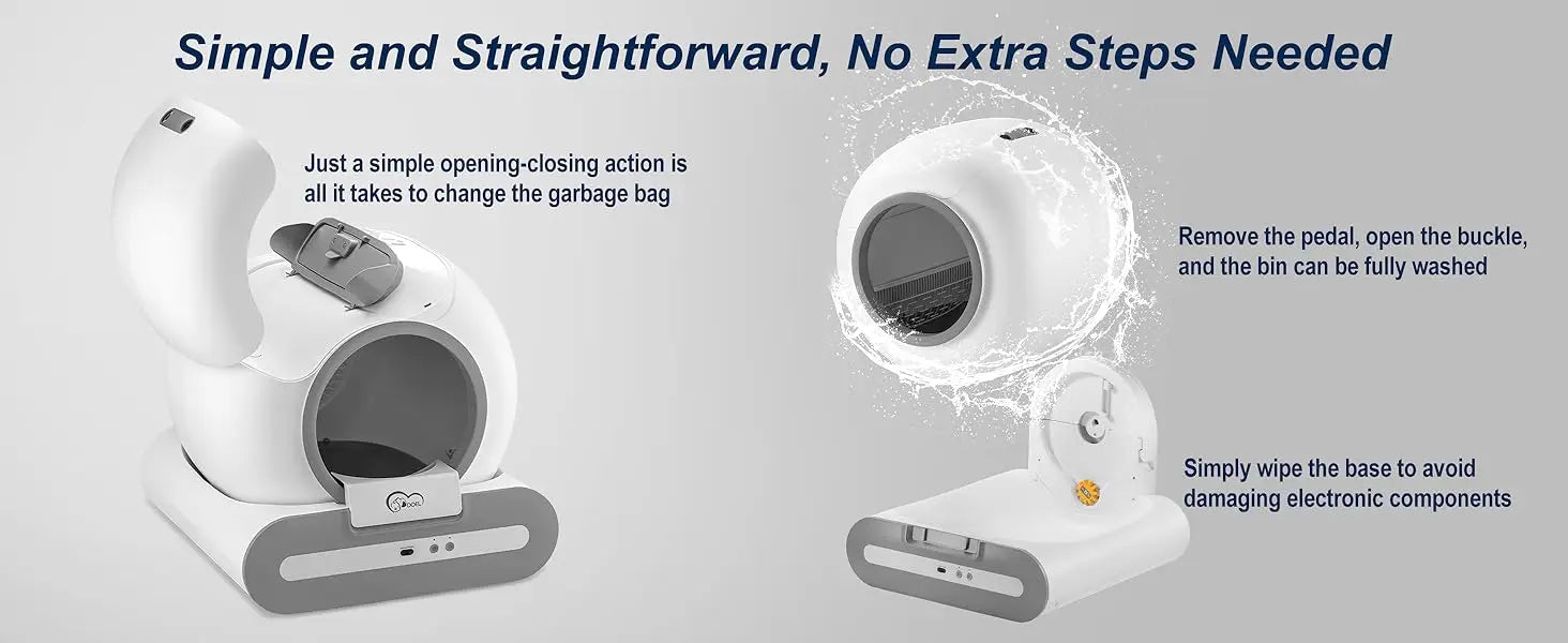 DOEL 65L Self-Cleaning Cat Litter Box App Control, ONLY Supports 2.4G WiFi w/Litter Mat&Trash Bags, Fit for Tofu & Mixed Litter
