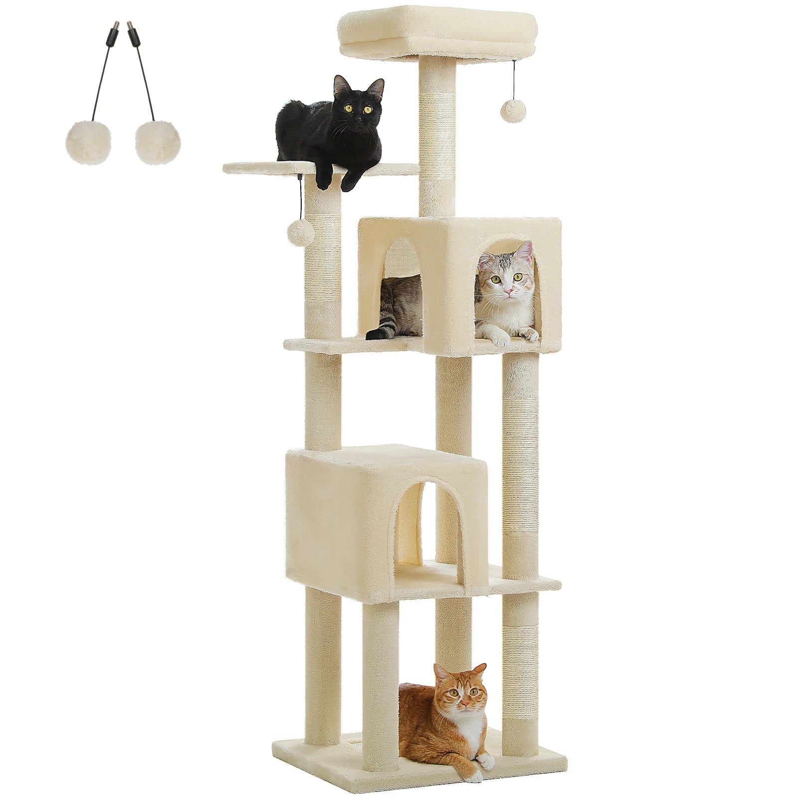 Multi-Level Cat Tree for Indoor Large Cat Tower with 2 Spacious Condos Scratching Posts Scratching Pad Cat Accessories Cat Toys
