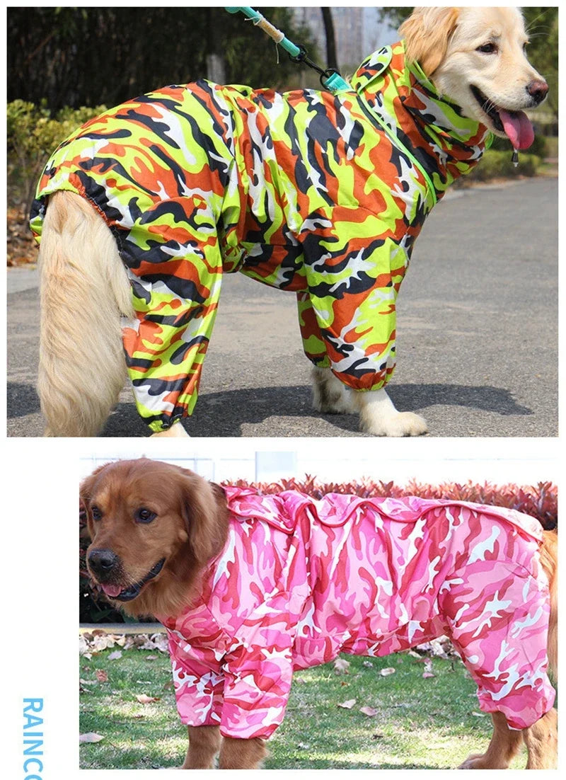 Pet Large Dog Raincoat Outdoor Waterproof Clothes Hooded Jumpsuit Cloak For Small Big Dogs Overalls Rain Coat Labrador