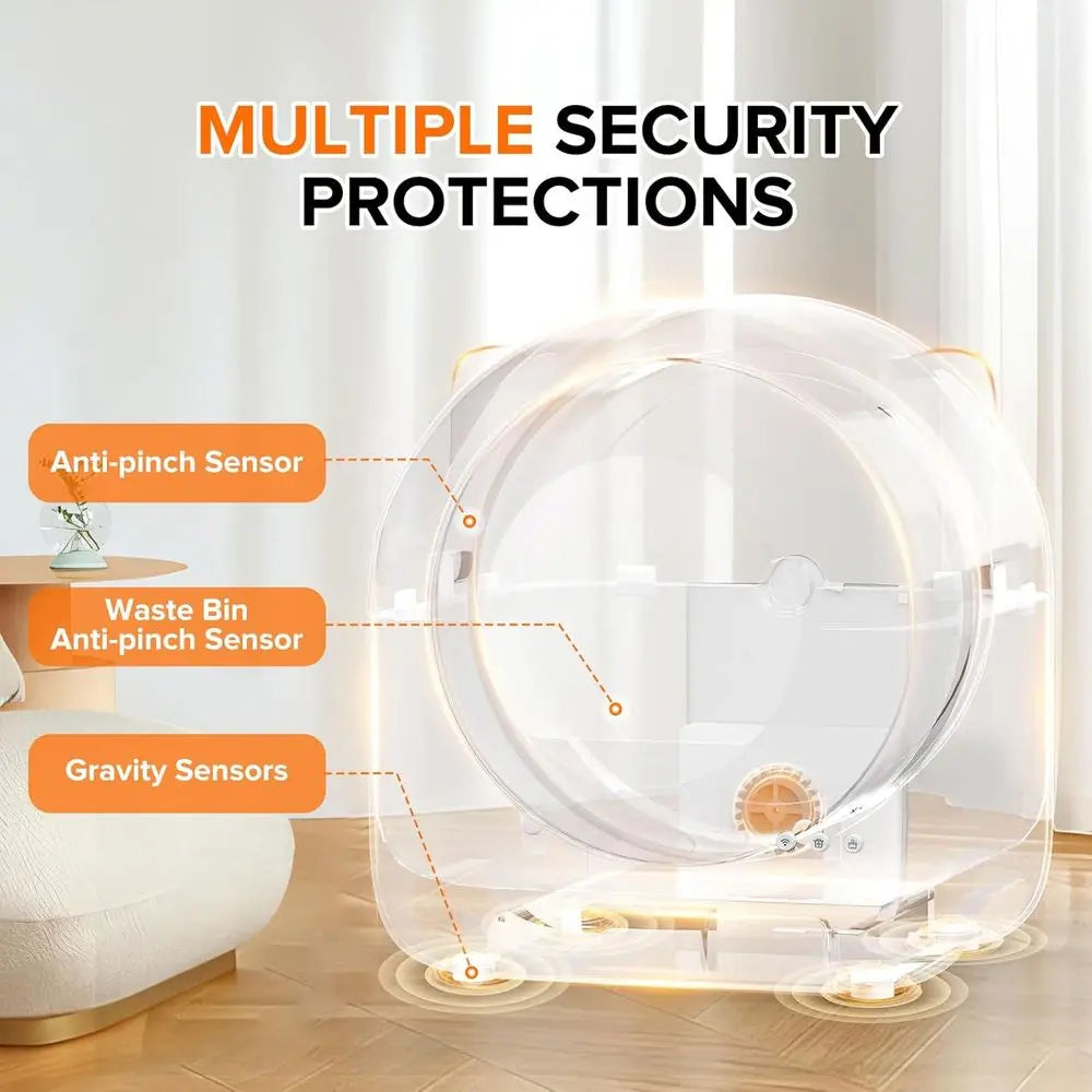 Large Capacity Smart Cat Litter Box with App Control, Safety, Trash Bags, Deodorizer & Cleaning Brush