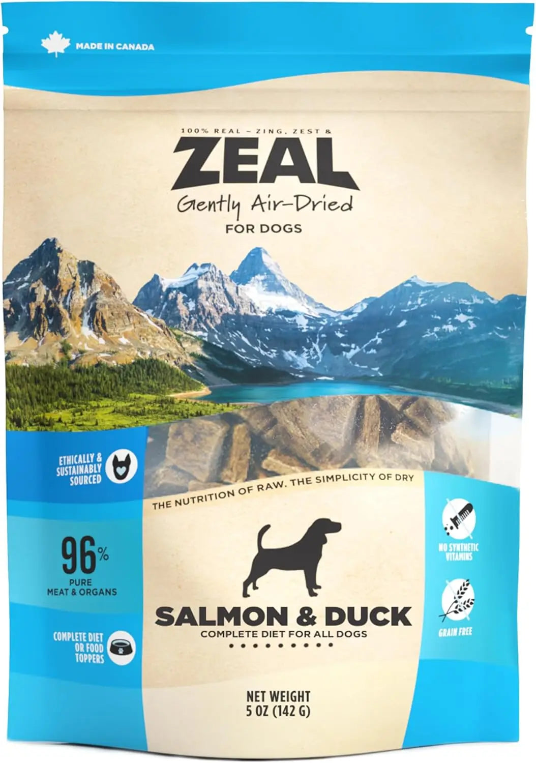 Canada Air-Dried Salmon & Duck Dog Food - Omega-3 Rich, Grain-Free, No Fillers, 1 lb