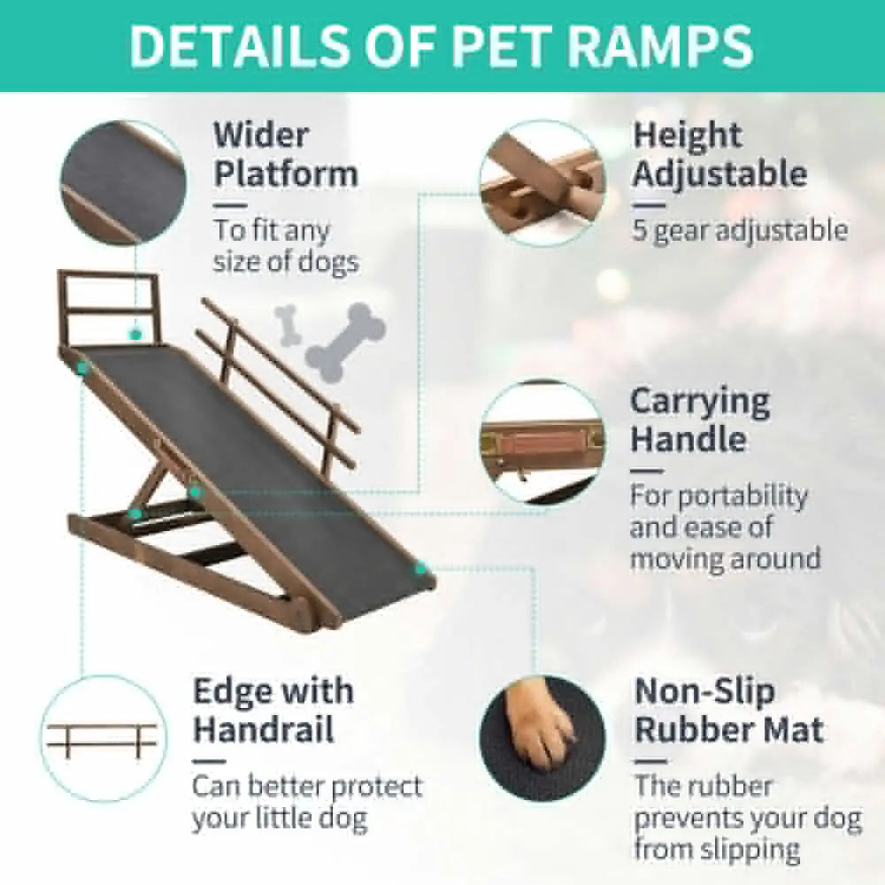 Dog Ramp For Bed Car Couch Truck Folding Pet Ramp Stairs Suit Small & Large Dog