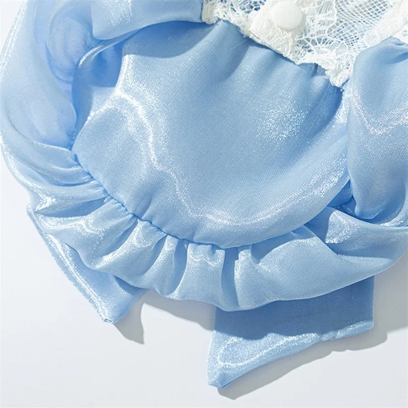 Adorable Small Dog Tutu Dress with Bowknot Lace Princess Puppy Clothes Outfit Apparel Female Cute Cat Skirt Patchwork Pet Dress