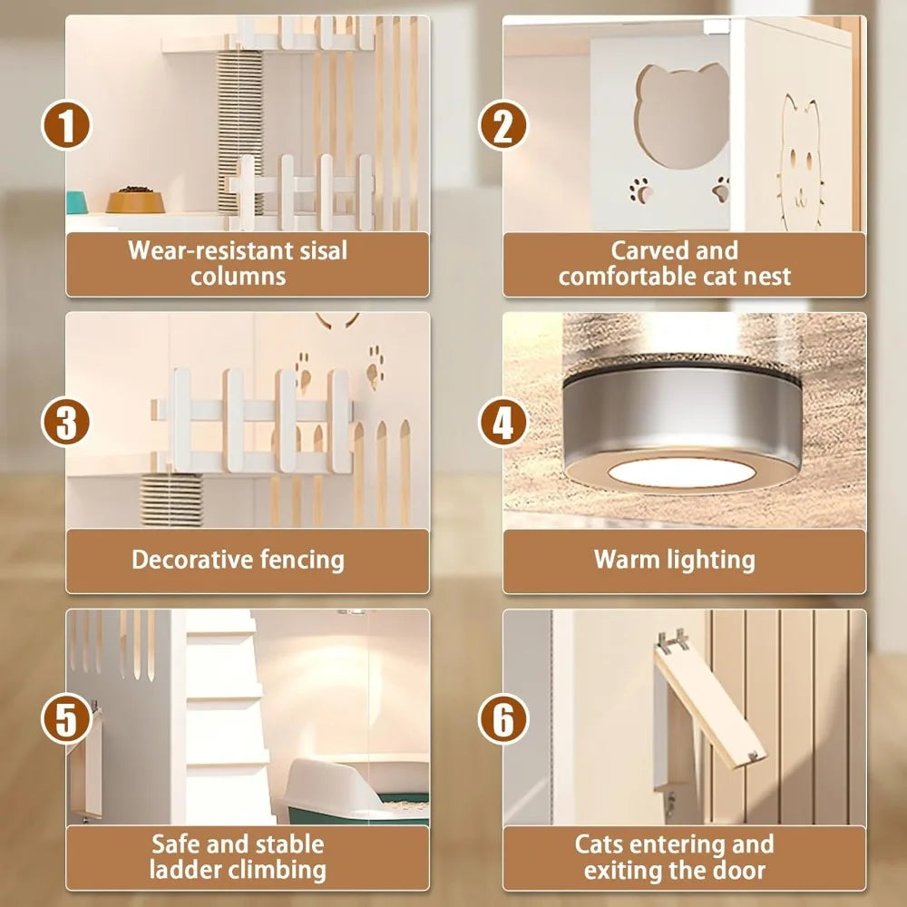 elegant indoor multi-level cat tree with wheels, scratching post, and luxurious features