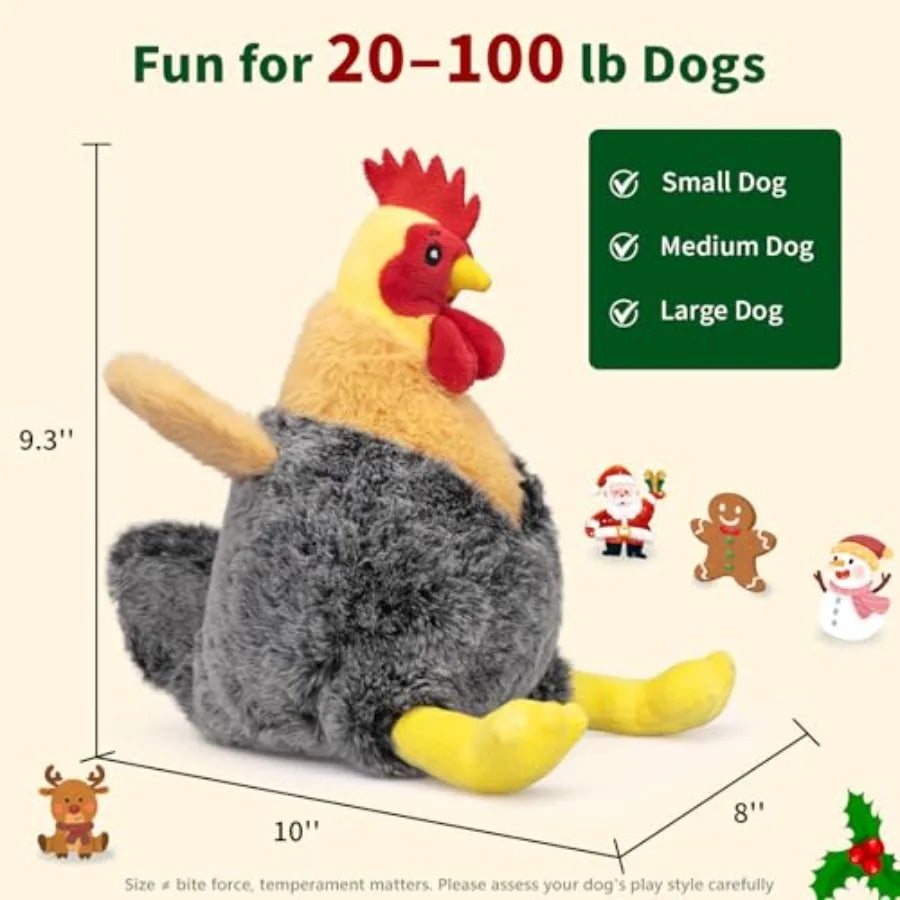 Christmas Squeaky Dog Toy Plush Stuffed Chicken Chew Toy for Small Medium and Large Dogs Cute and Fy Interactive Puppy Toy with